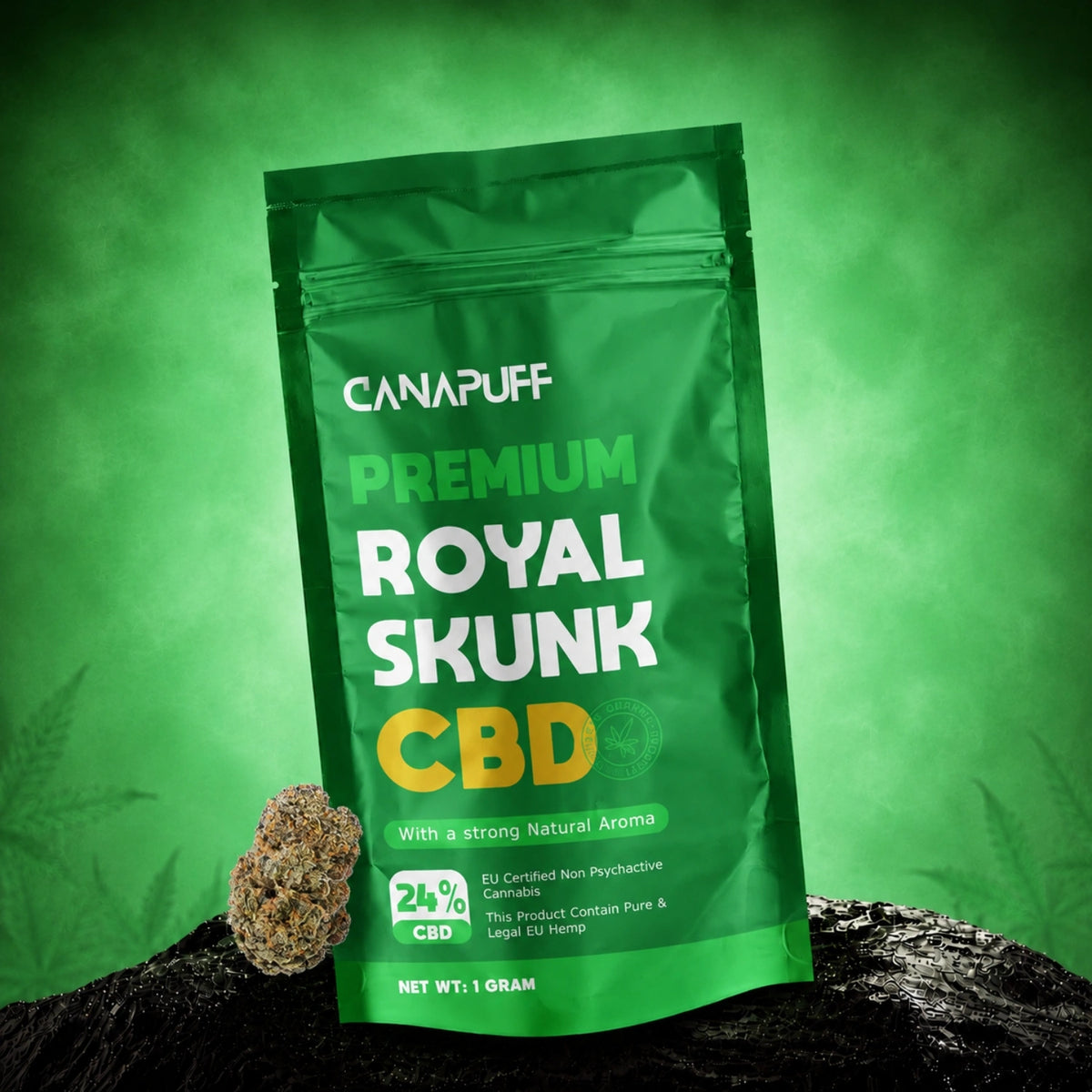 Canapuff Royal Skunk CBD kvety, 24%, 1-gramové vrecko