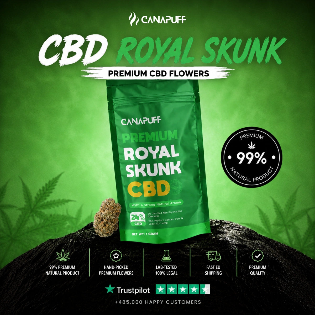 CBD Kvety Royal Skunk 24% – kvety, foto 2