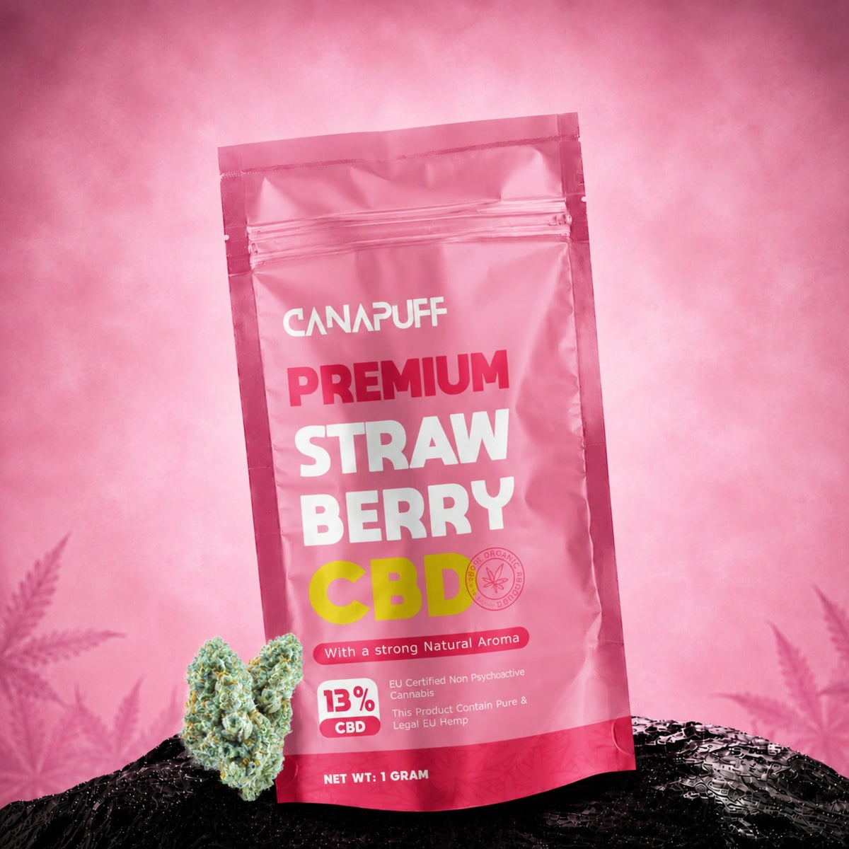 Canapuff Strawberry CBD kvety 13%, vrecko 1 gram