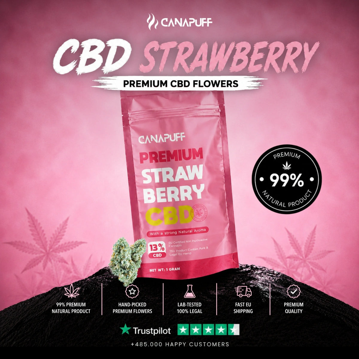 CBD Kvety Strawberry 13% – kvety, foto 2