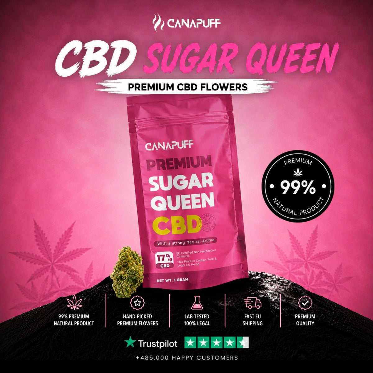 CBD Kvety Sugar Queen 17% – kvetné búdy, foto 2