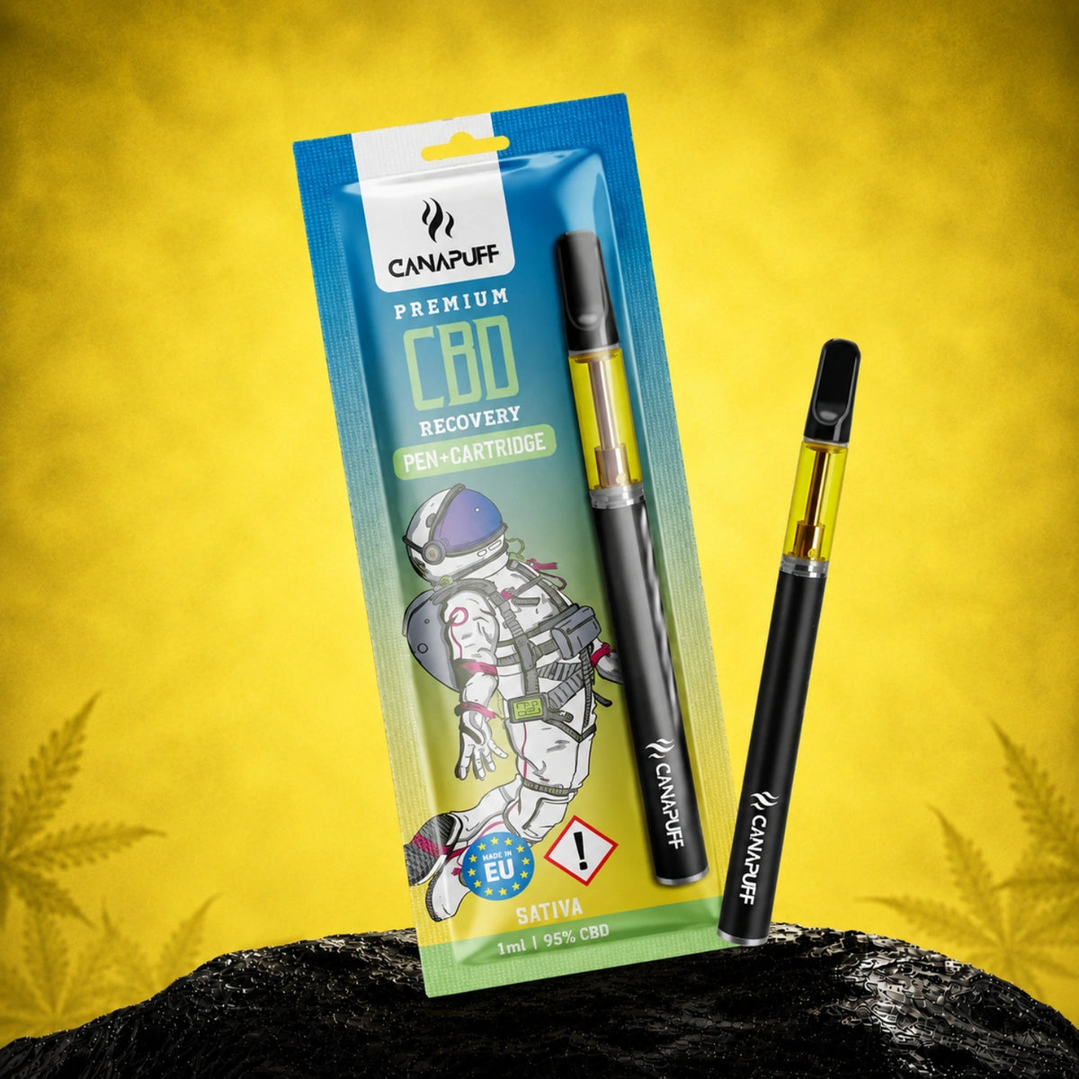 Canapuff CBD Recovery pero+kazeta, 95% CBD, 1ml, sativa