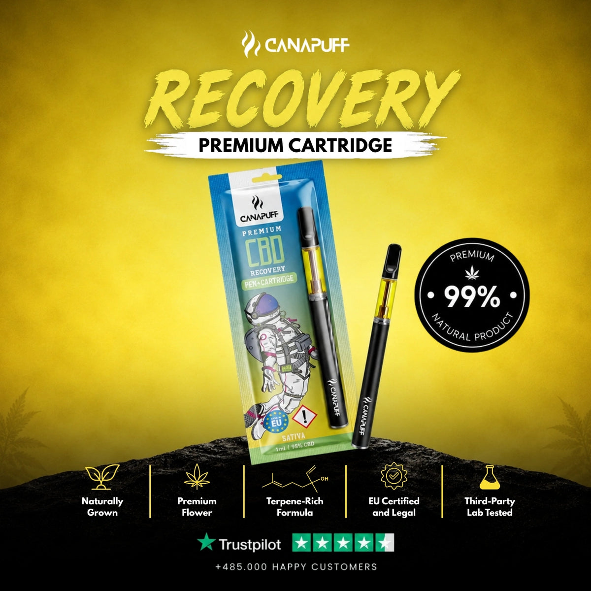 CBD Pen+Kazeta Recovery 95% – vape pero s kazetou, foto 2
