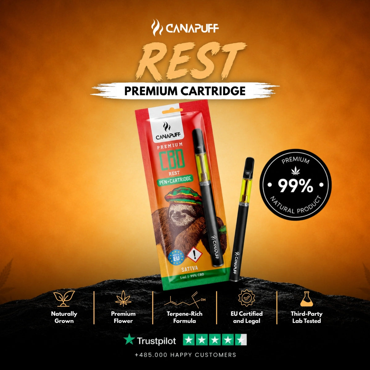 CBD Pen+Kazeta Rest 95% – vape pero s kazetou, foto 2