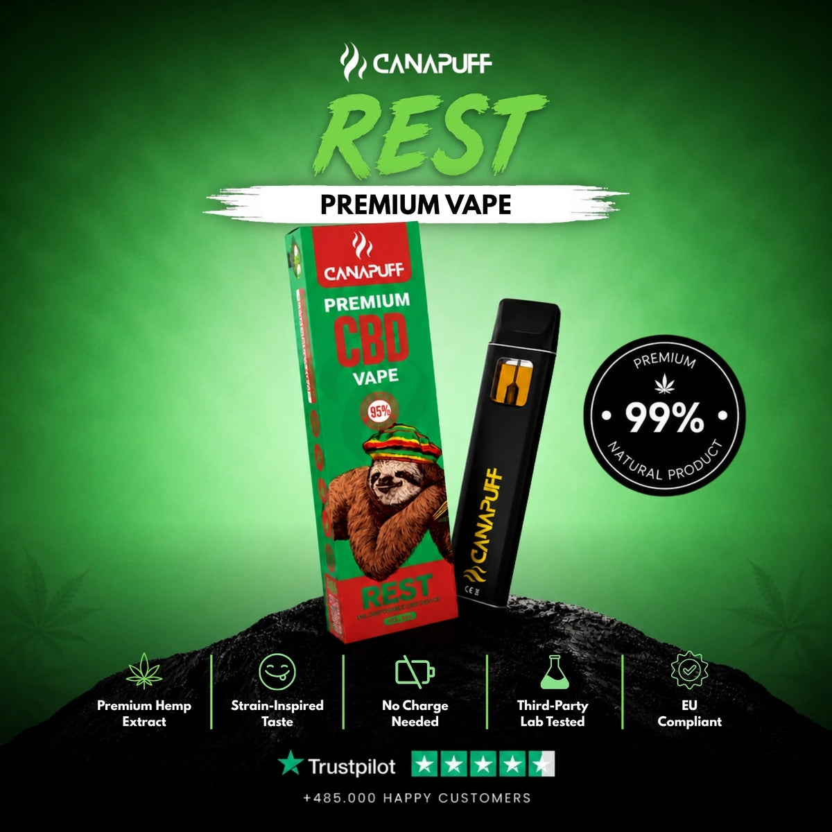 CBD Vape Rest 95% 1ml – jednorazové vape pero, foto 2