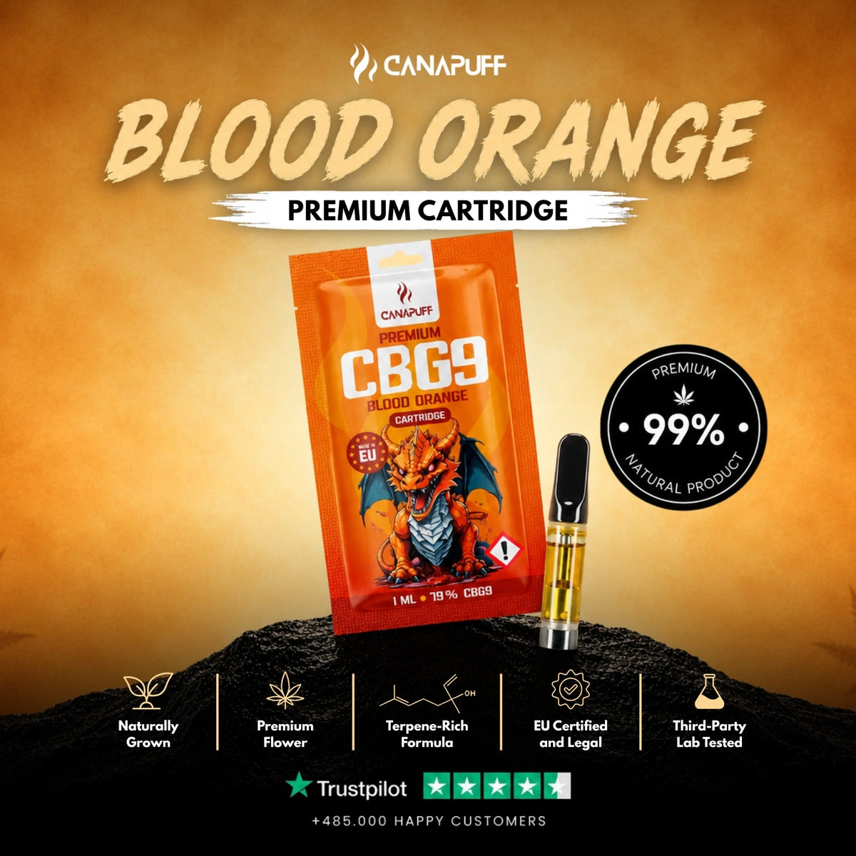 CBG9 Kazeta Blood Orange 79% – vape kazeta, foto 2