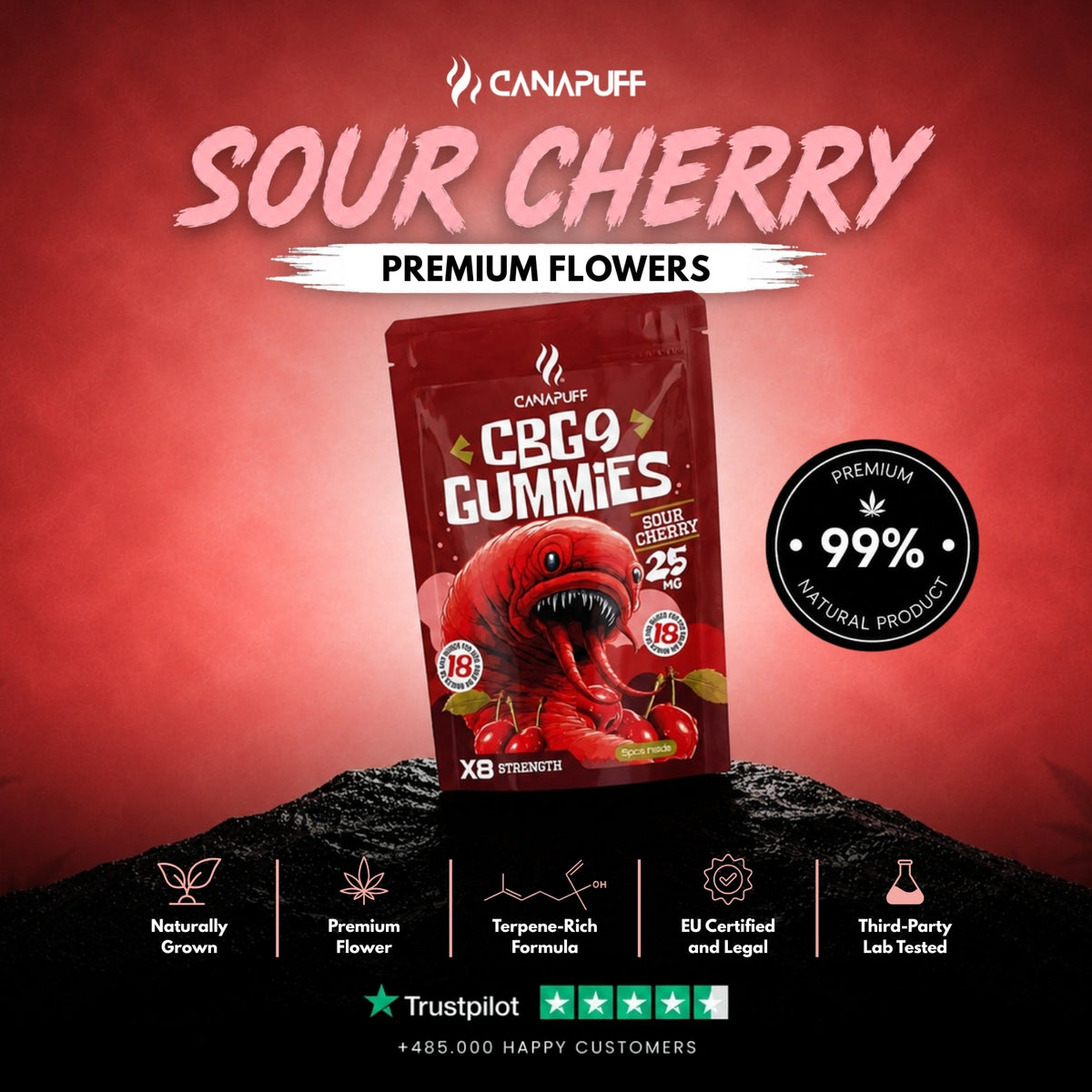 CBG9 Gumíky Sour Cherry – gumíky, foto 2
