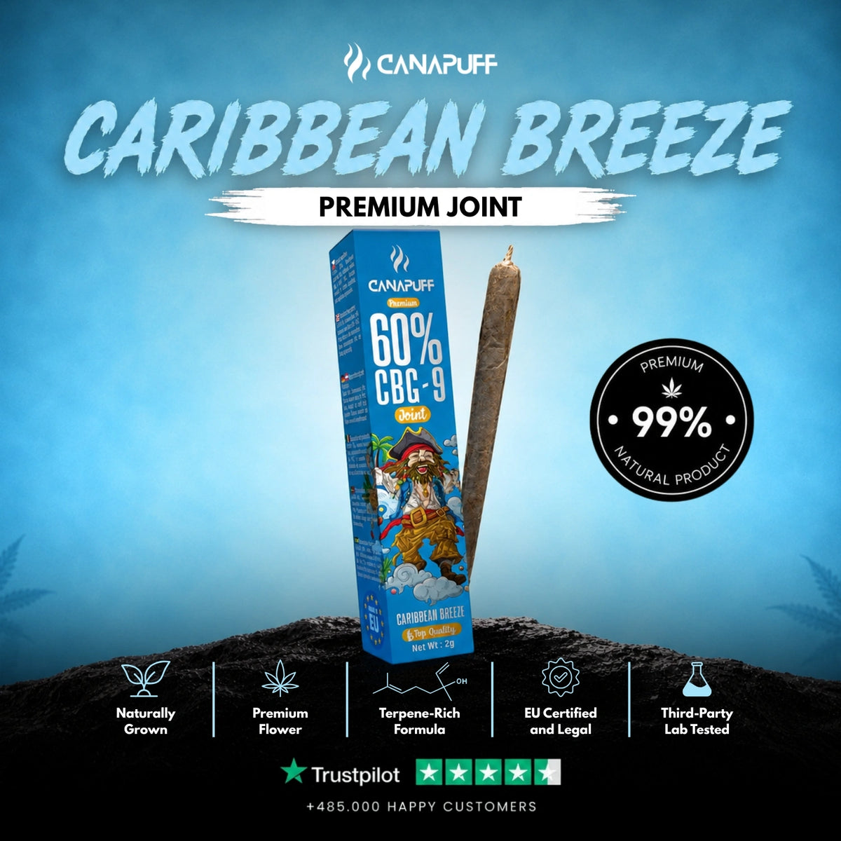 CBG9 Joint Caribbean Breeze 60% – predbalený joint, foto 2