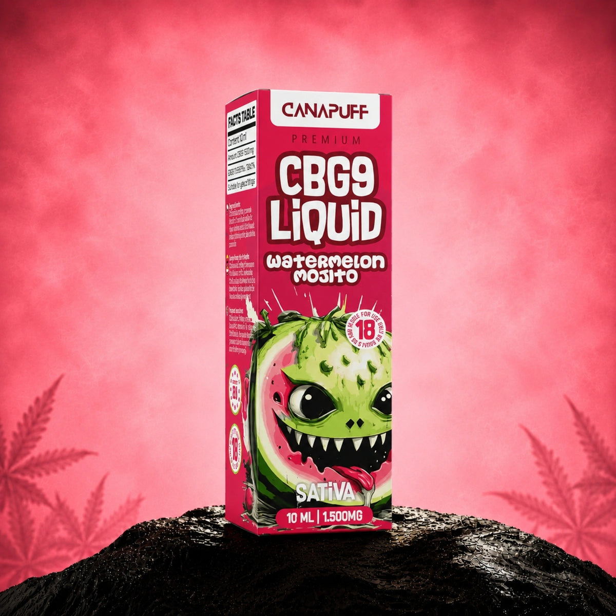 Canapuff CBG9 Liquid Watermelon Mojito 1.500mg, 10 ml vape fľaštička
