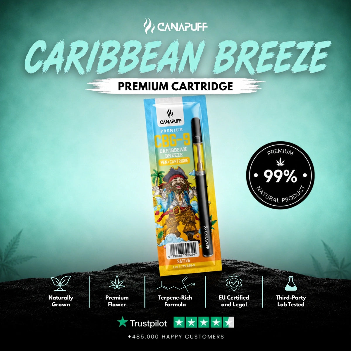 CBG9 Pen+Kazeta Caribbean Breeze 79% – vape pero s kazetou, fotka 2