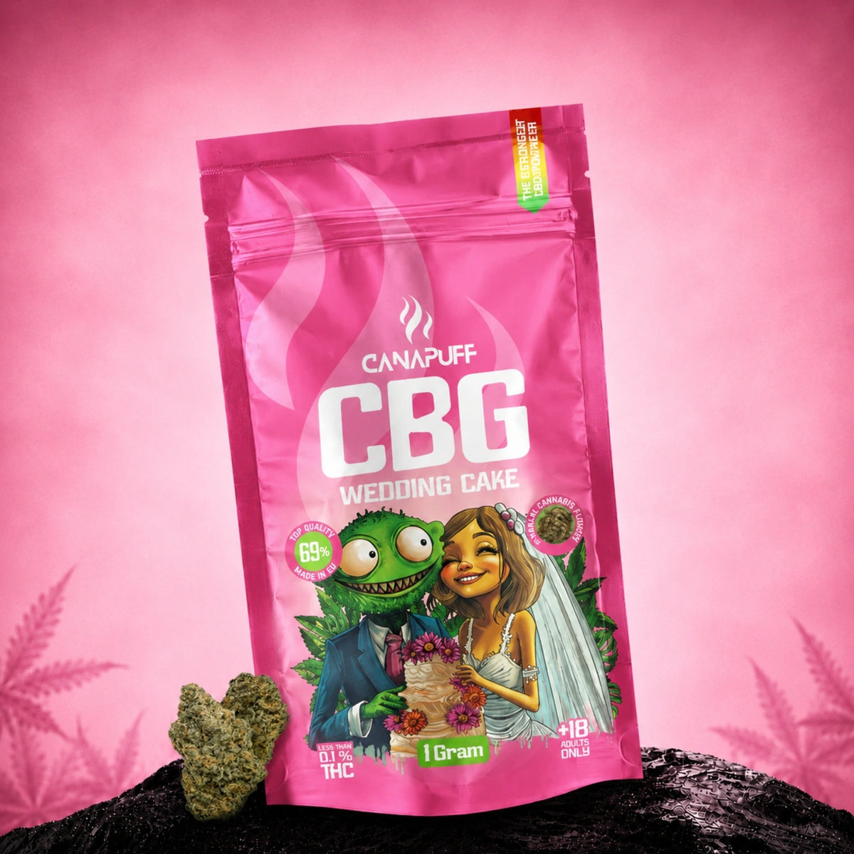 Canapuff CBG Kvety Wedding Cake 69%, 1g sáčok