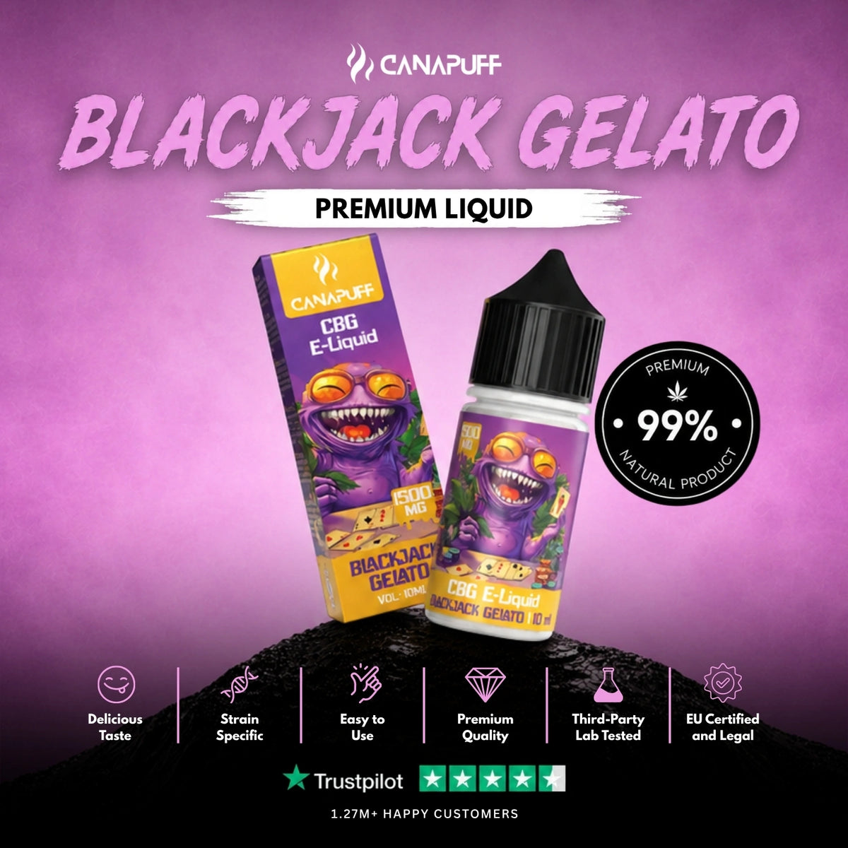 CBG Liquid Blackjack Gelato 1.500mg – fľaštička liquidu, fotka 2