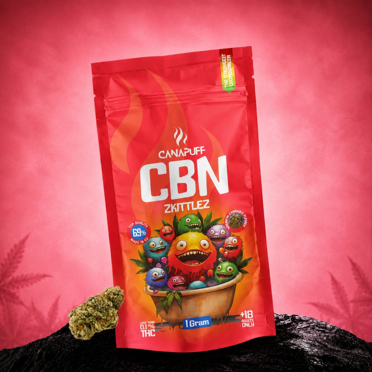 Canapuff CBN Kvety Zkittlez 69%, balenie 1 gram