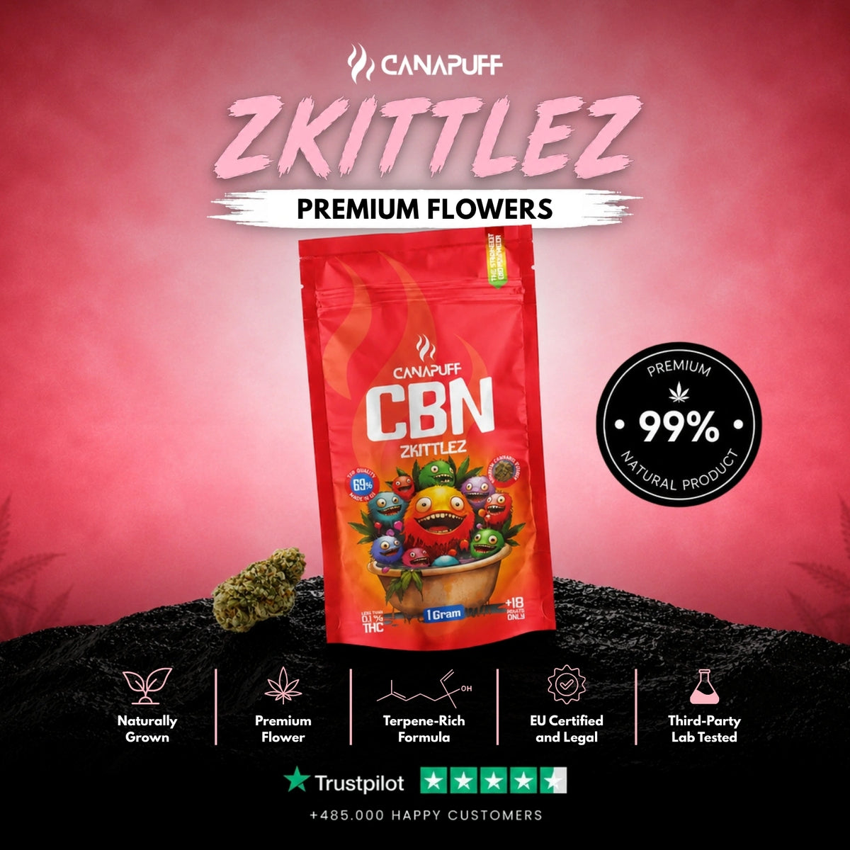 CBN Kvety Zkittlez 69% – kvetné puky, fotka 2