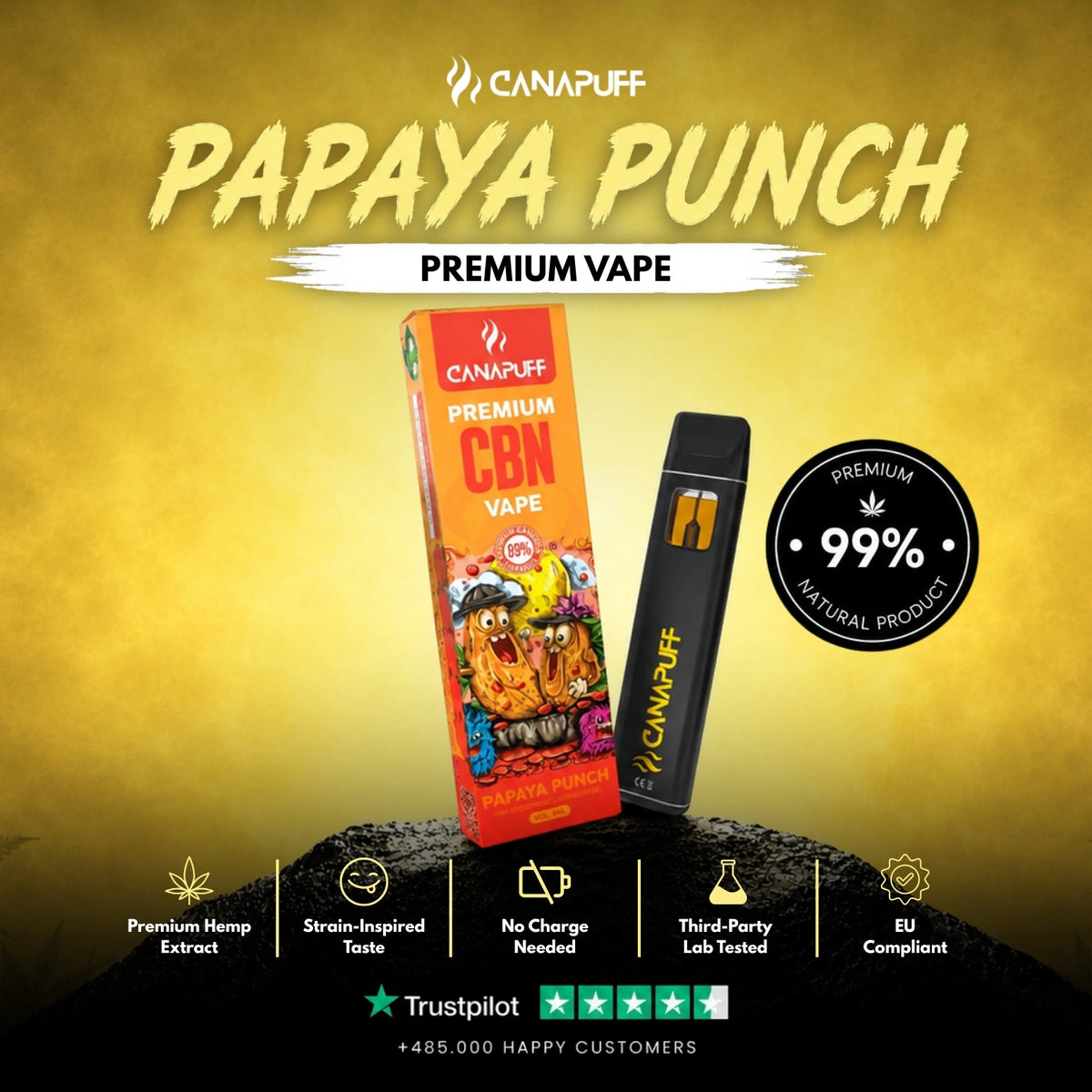 CBN Vape Papaya Punch 89% 1ml – jednorazové vape pero, foto 2
