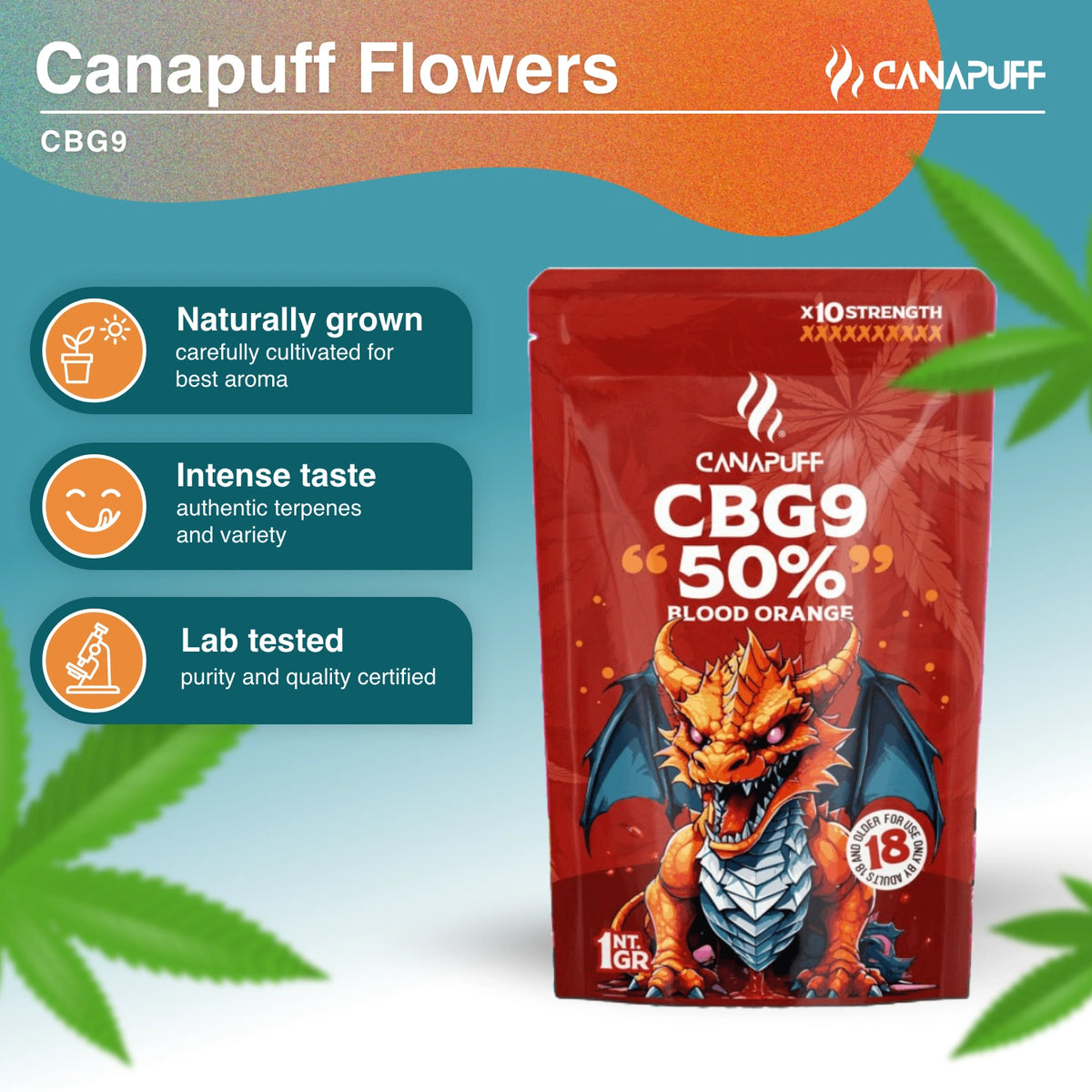Canapuff CBG9 kvety Blood Orange 50%, vrecko 1 g