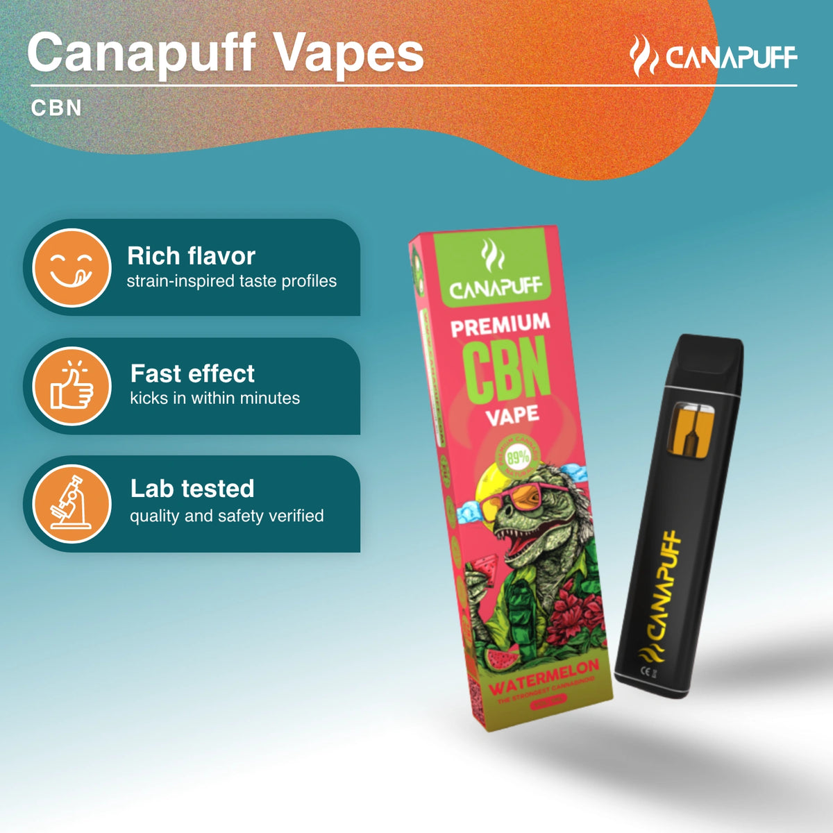Canapuff CBN vape Watermelon 89% 1 ml jednorazové pero