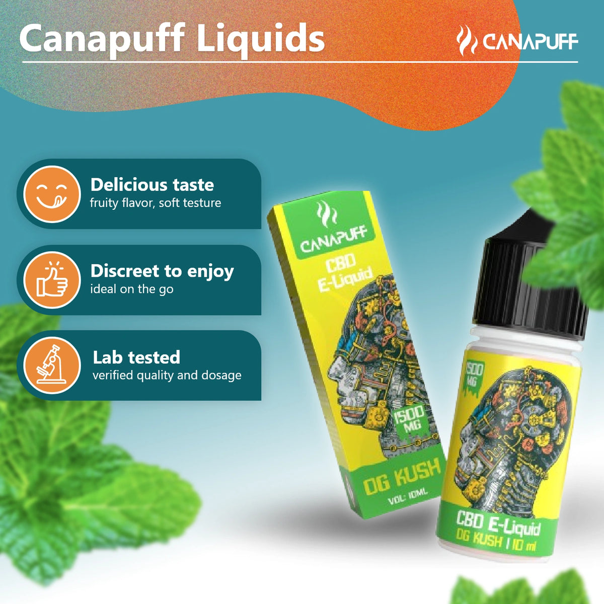 Canapuff CBD E-Liquid OG Kush 1500mg 10ml fľaštička
