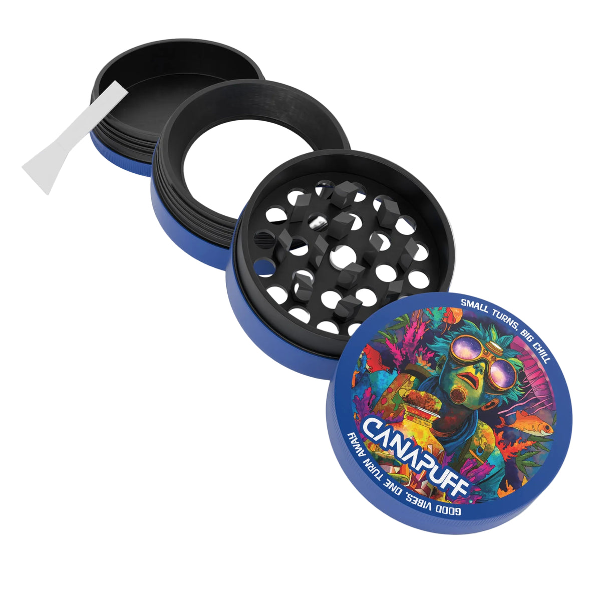 Canapuff kovový grinder Deep so zachytávačom kiefu a škrabkou