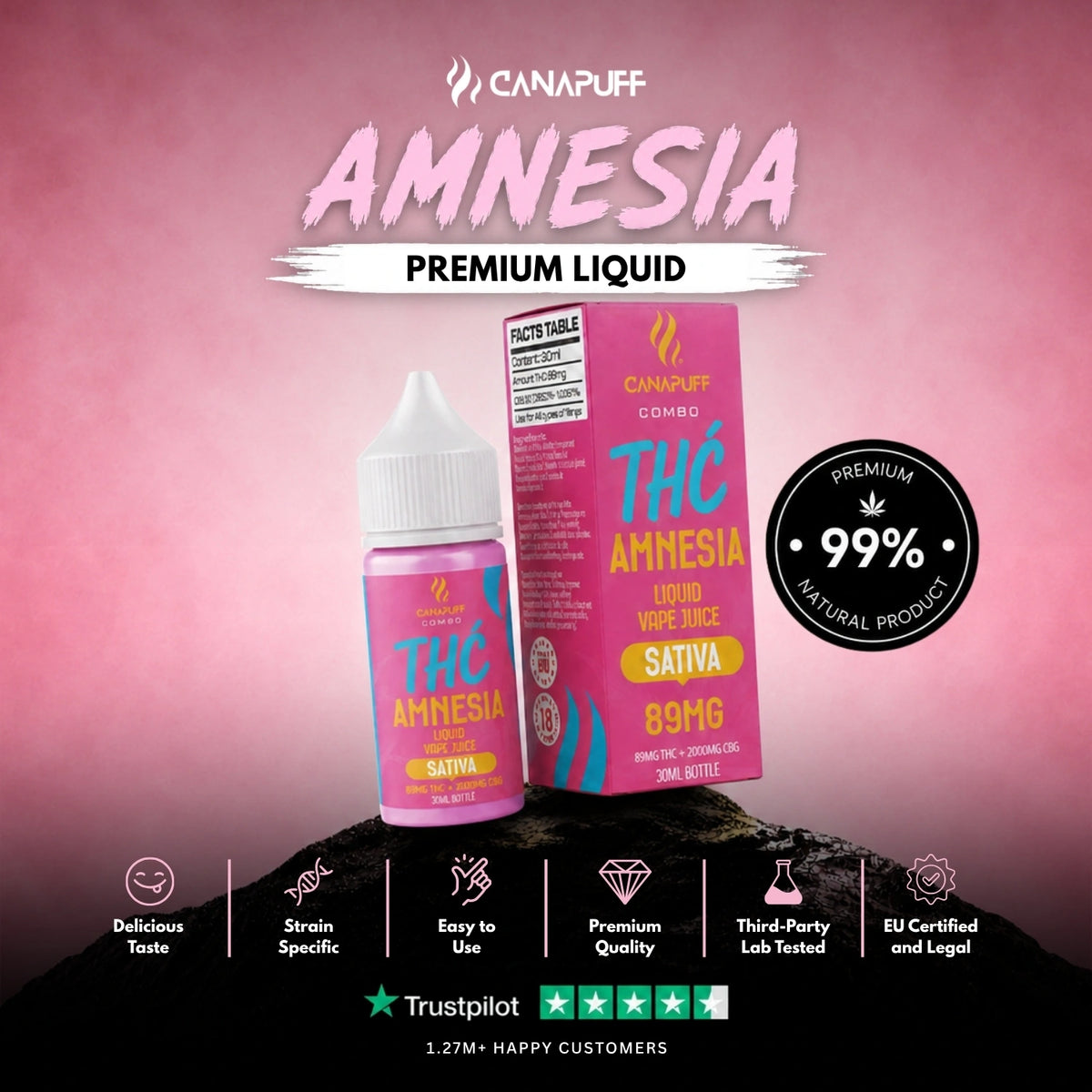 Delta 9 Liquid Amnesia 30ml – fľaštička liquidu, fotka 2