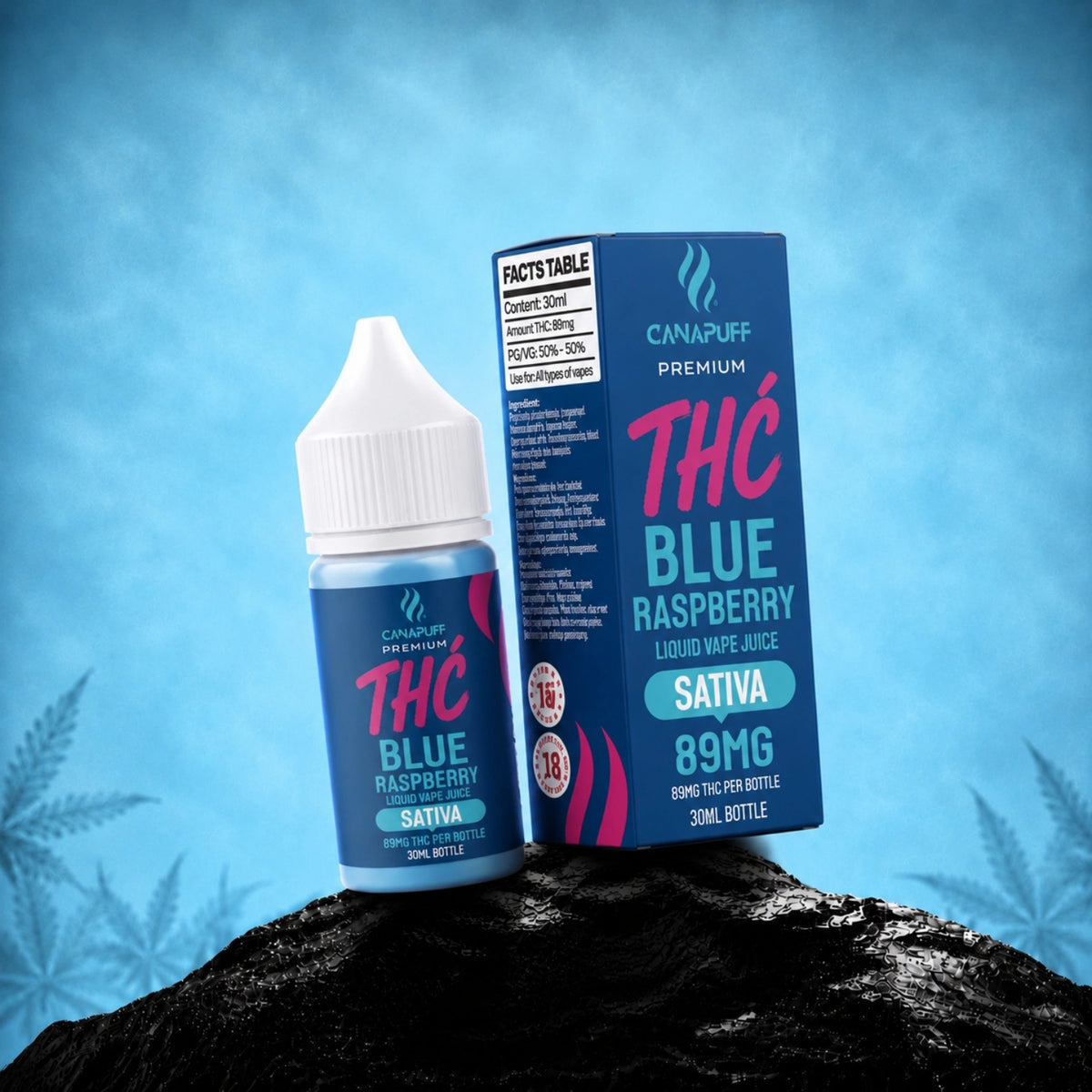 Canapuff Blue Raspberry vape liquid, Delta-9 THC 89mg, 30ml fľaštička