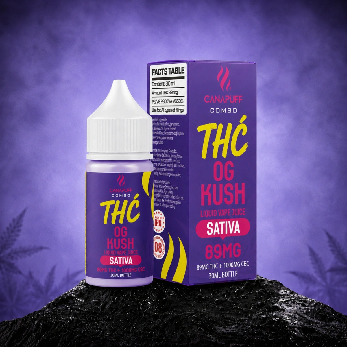 Canapuff Combo OG Kush Delta-9 vape liquid, 89mg THC, 30ml fľaštička