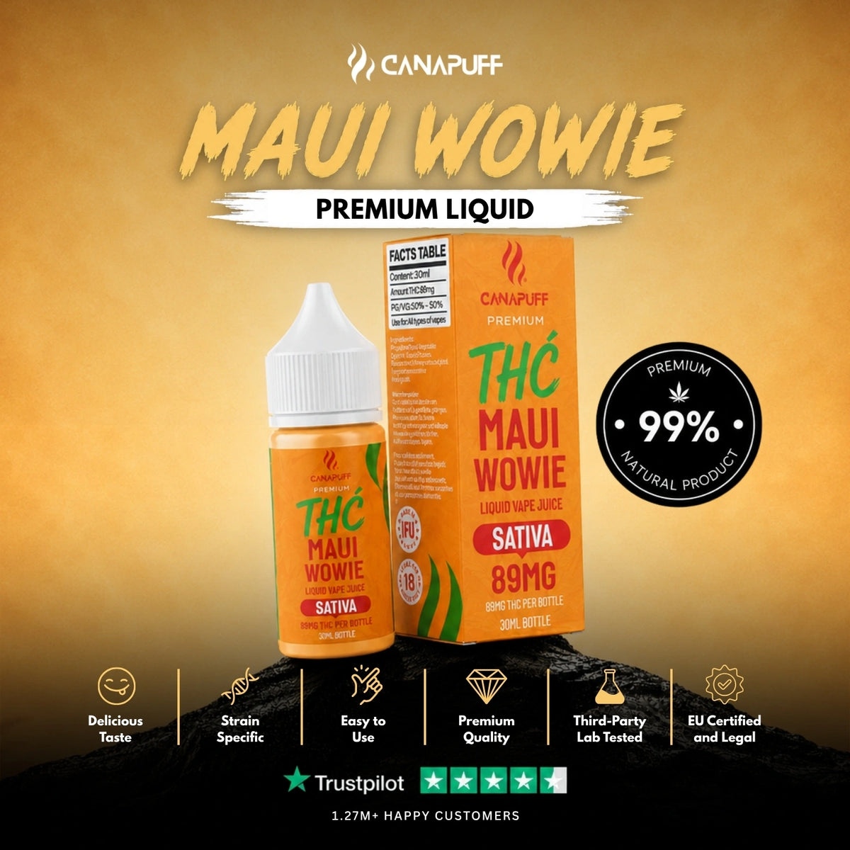 Delta 9 Liquid Maui Wowie 30ml – fľaštička liquidu, fotka 2