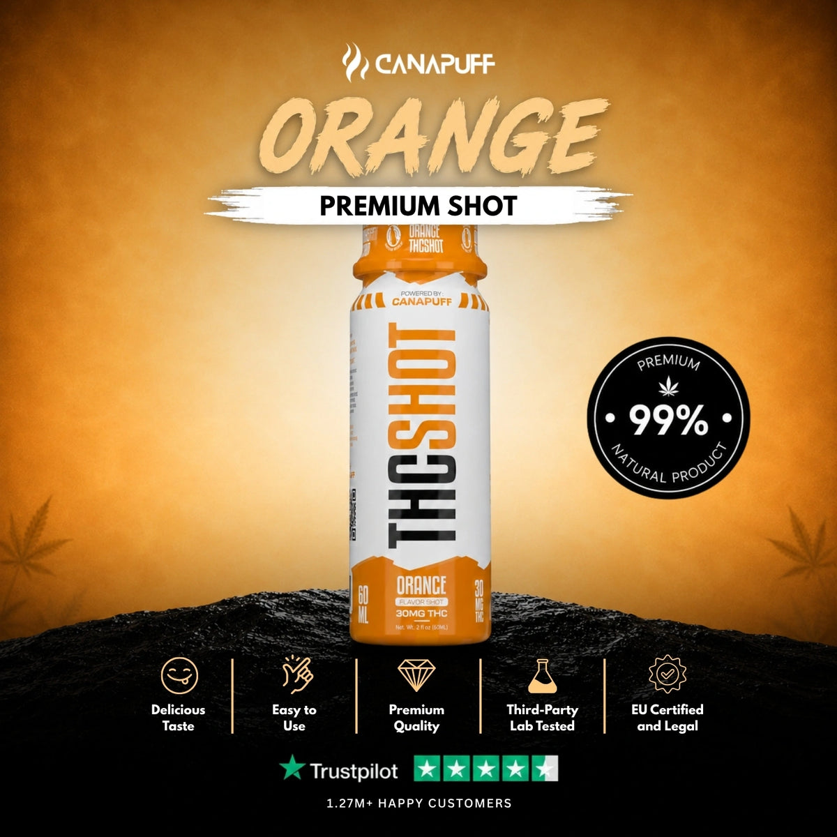 Delta 9 Shot Orange 60ml – fľaštička nápoja, foto 2
