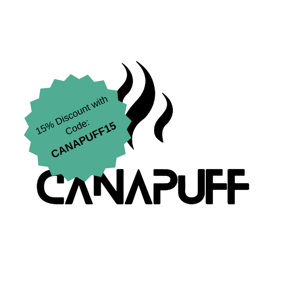 Logo CANAPUFF s propagačným odznakom 15% zľava