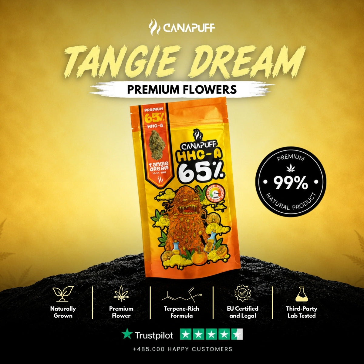 HHC-A Kvety Tangie Dream 65% – kvetové puky, foto 2