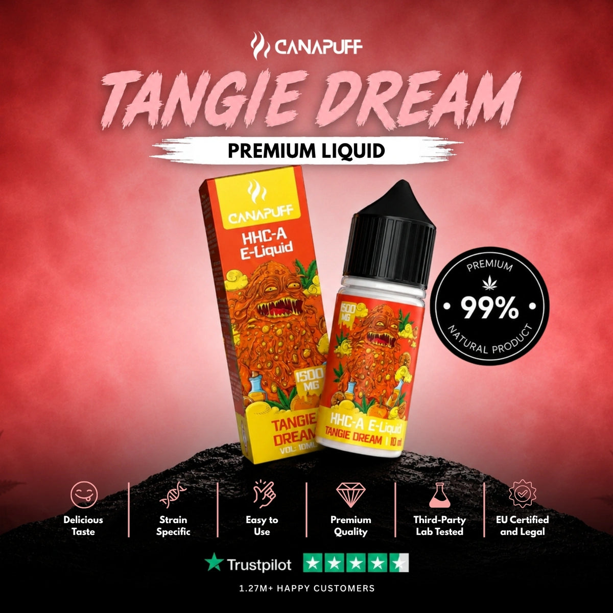 HHC-A Liquid Tangie Dream 1.500mg – fľaštička liquidu, foto 2