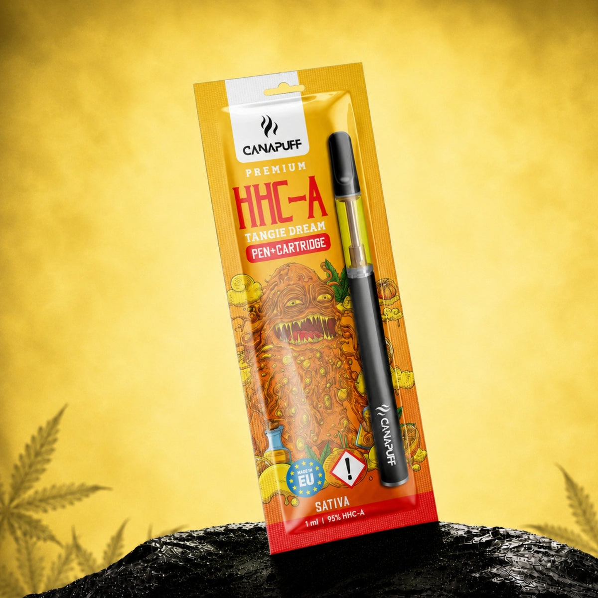 Canapuff HHC-A Pen+Kazeta Tangie Dream 95%, 1 ml jednorazový vape s čiernym náustkom