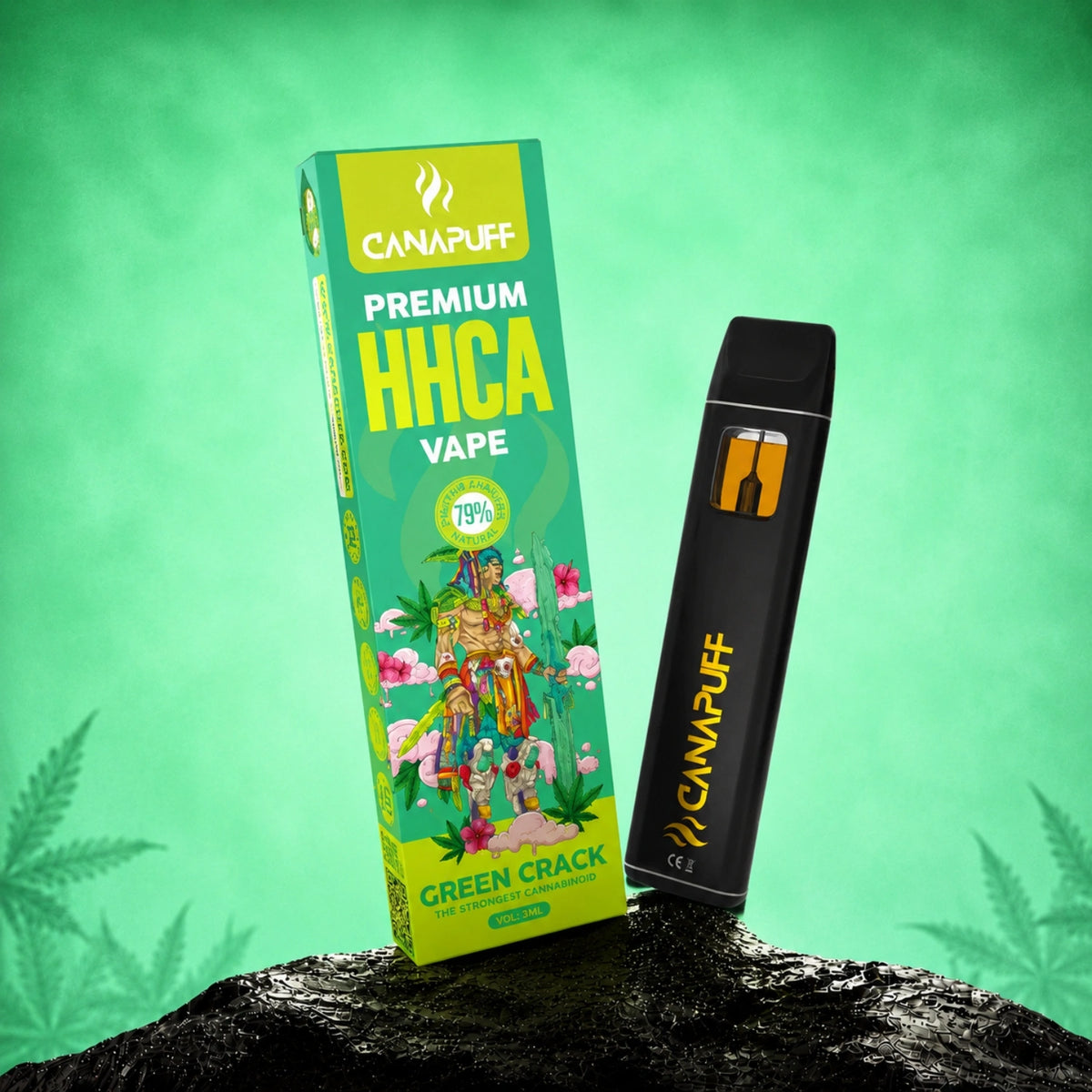 Canapuff HHC-A Vape Green Crack 79%, 1ml jednorazové pero s balením