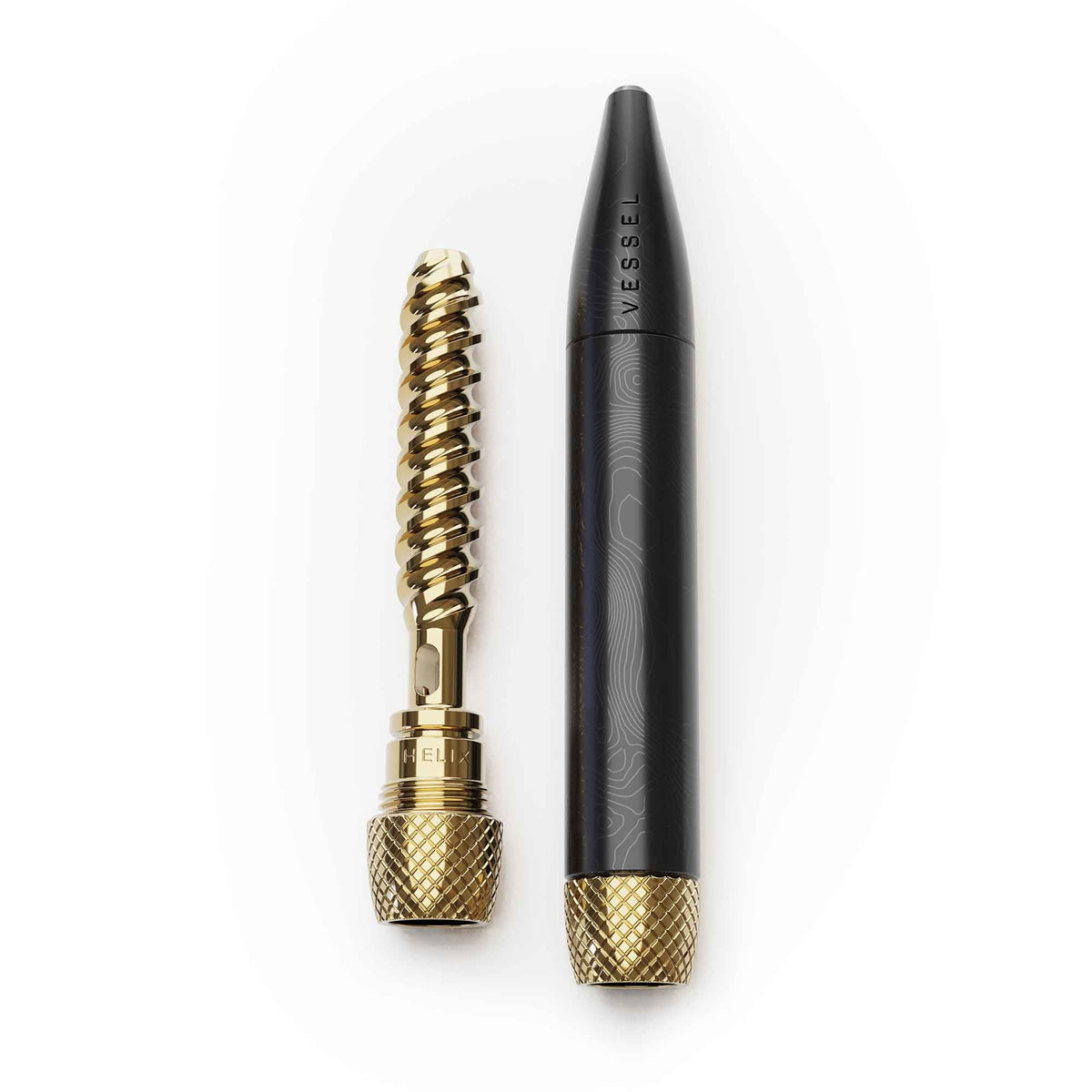 Vessel One Hitter Black so zlatistou vyhrievacou špirálou a náustkom
