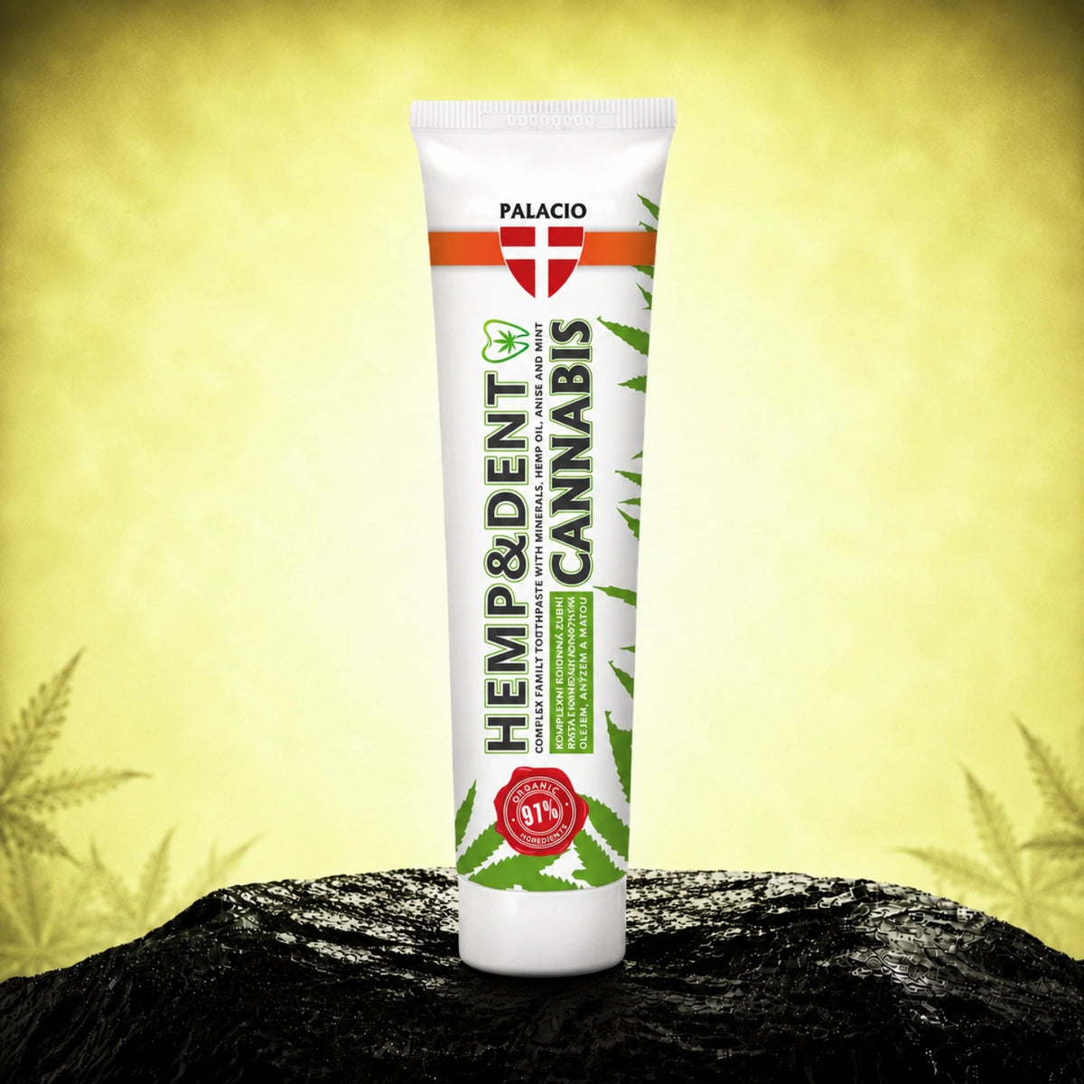 Konopná zubná pasta HEMP & DENT, 75ml - Palacio – tuba zubnej pasty