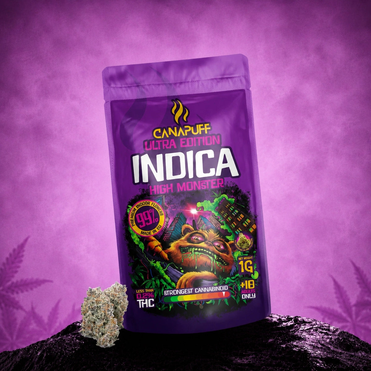 Canapuff Indica Kvety High Monster Ultra Edition 99%, 1g vrecko