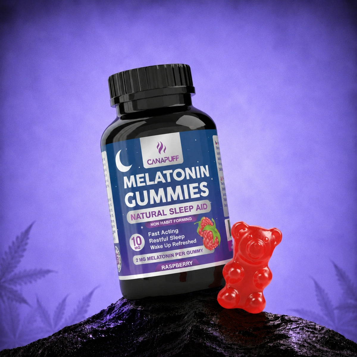 Canapuff Melatonin Gumíky Raspberry, 10 mg fľaštička s gumíkmi