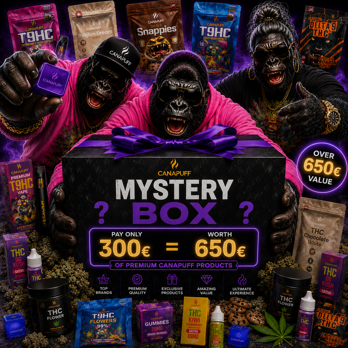 Canapuff Mystery Box XXL s produktmi z konope