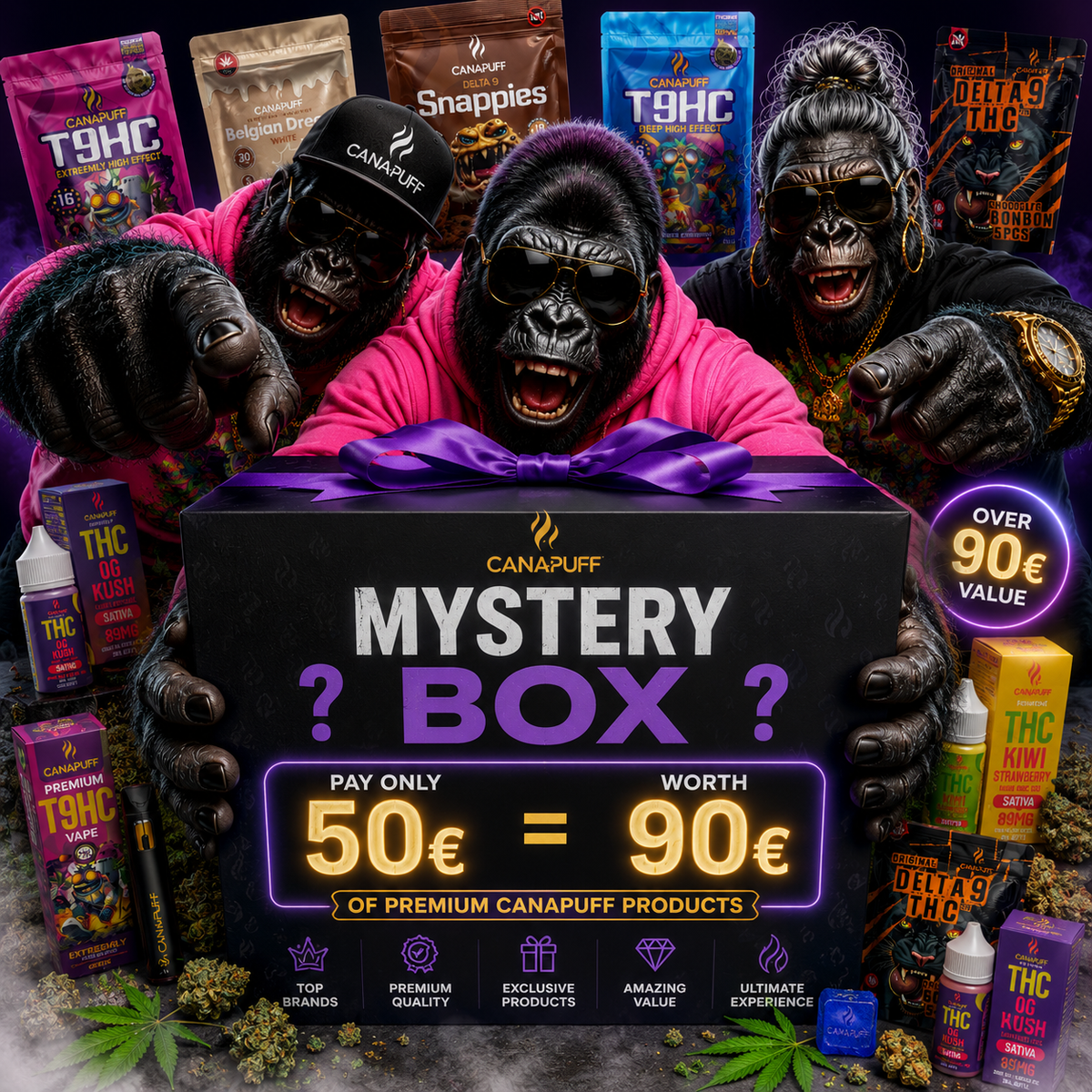 Canapuff Mystery Box M s THC produktmi z konope