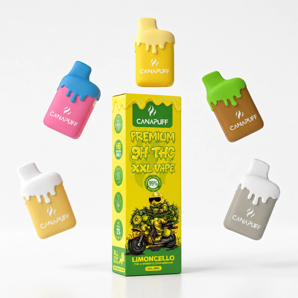 Canapuff 9H-THC XXL Vape Limoncello 99% 2ml s viacerými jednorazovými perami