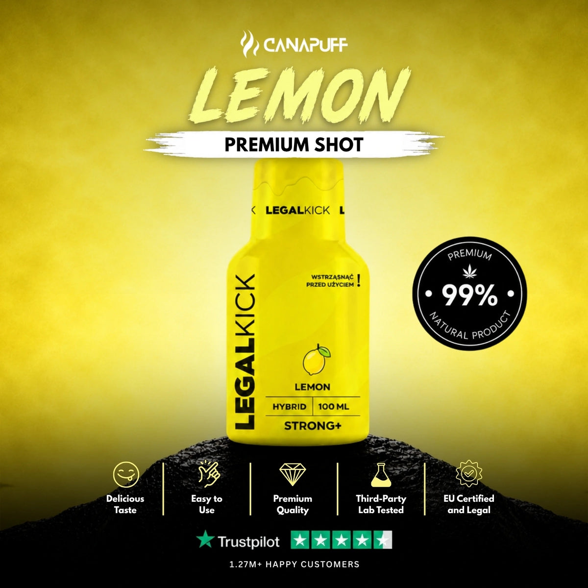 Shot LEGALKICK Lemon – fľaša nápoja, fotka 2