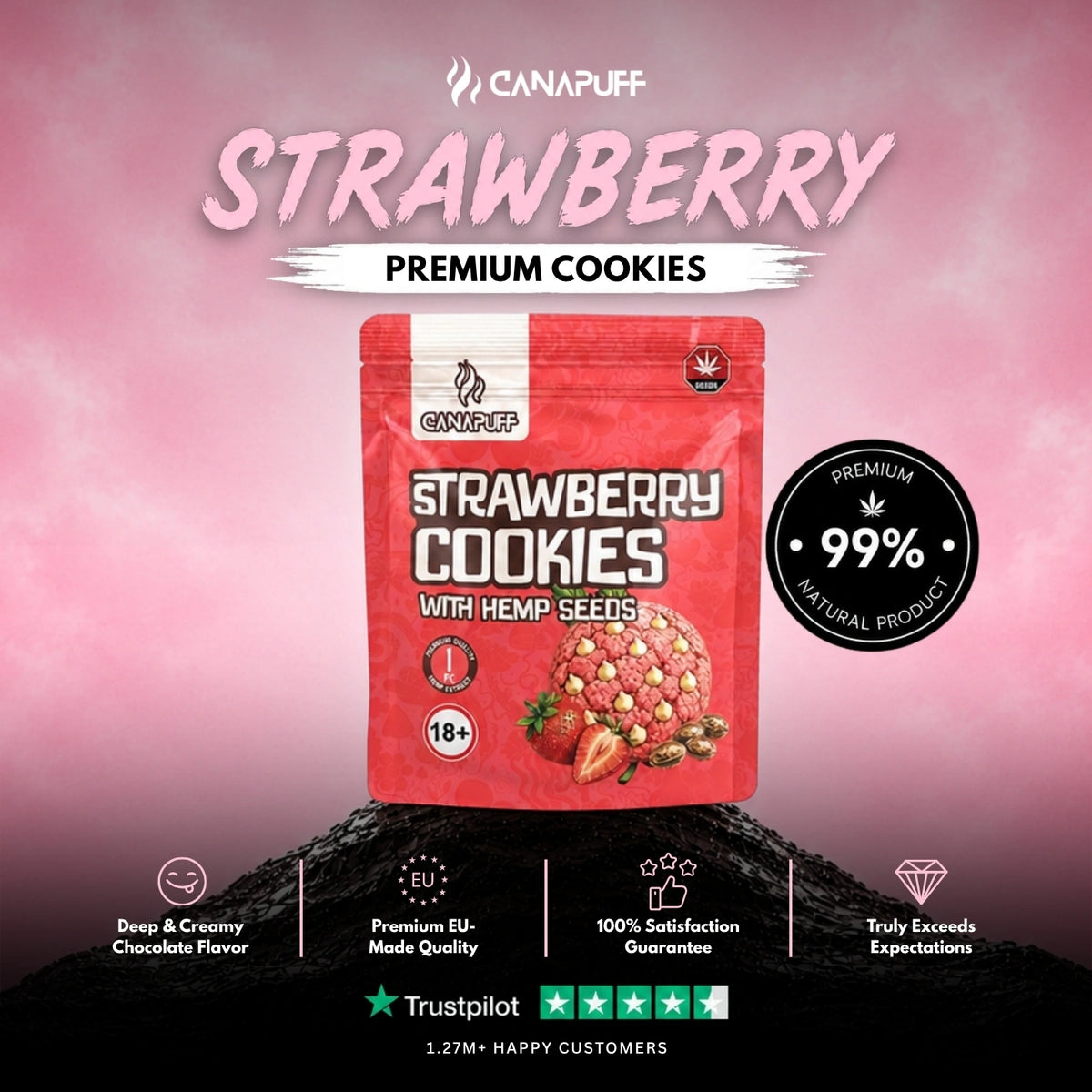 Strawberry Cookies s konopnými semienkami – keksíky, foto 2