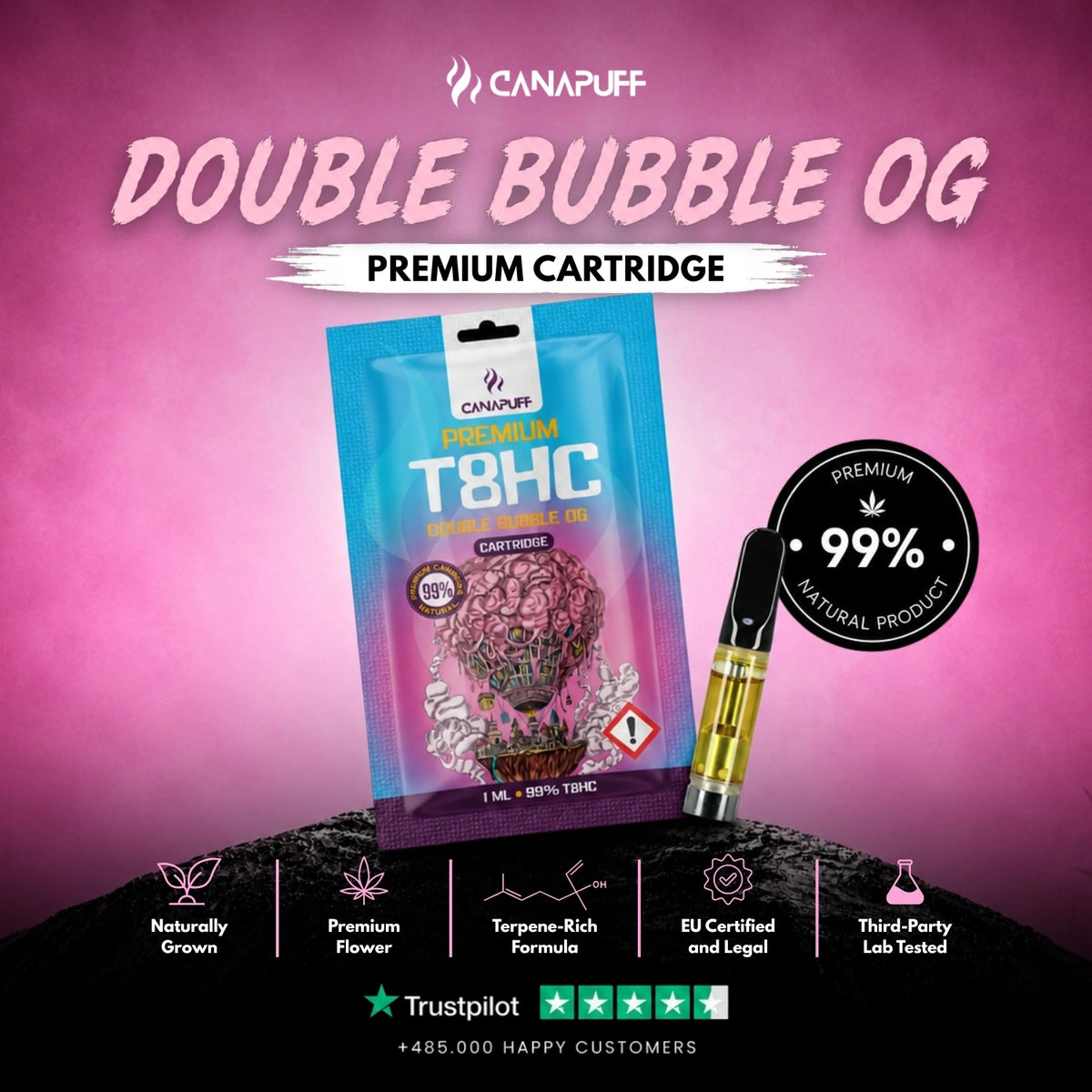 T8HC kazeta Double Bubble 99% – vape kazeta, fotka 2