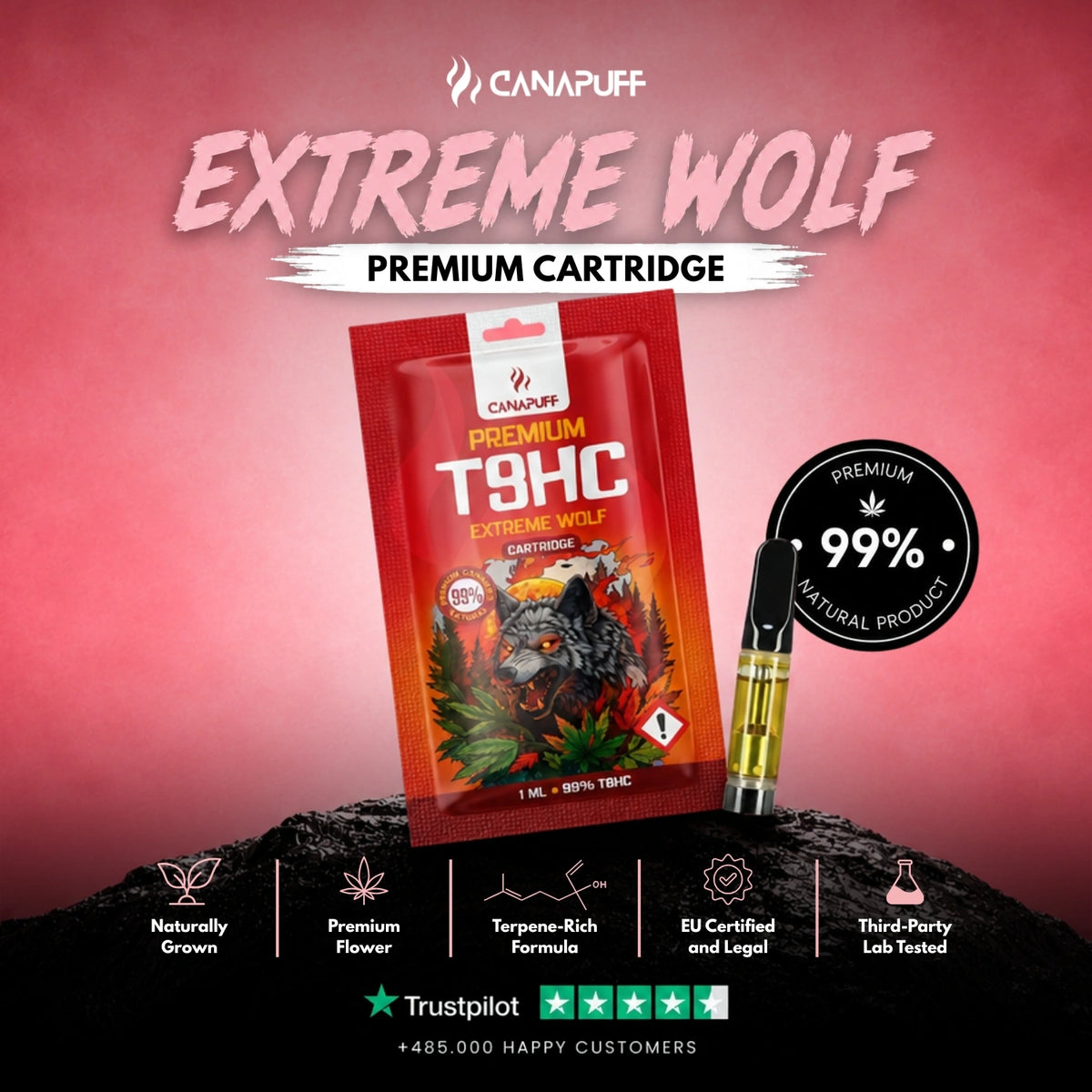T8HC Kazeta Extreme Wolf 99% – vape kazeta, foto 2