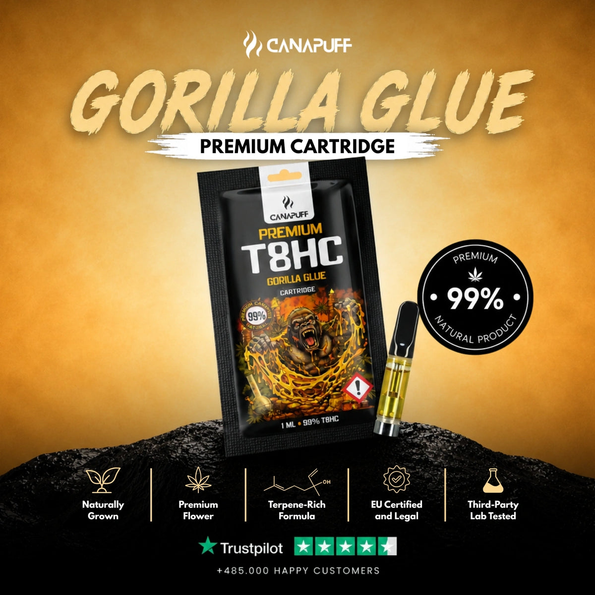 T8HC Kazeta Gorilla Glue 99% – vape kazeta, foto 2