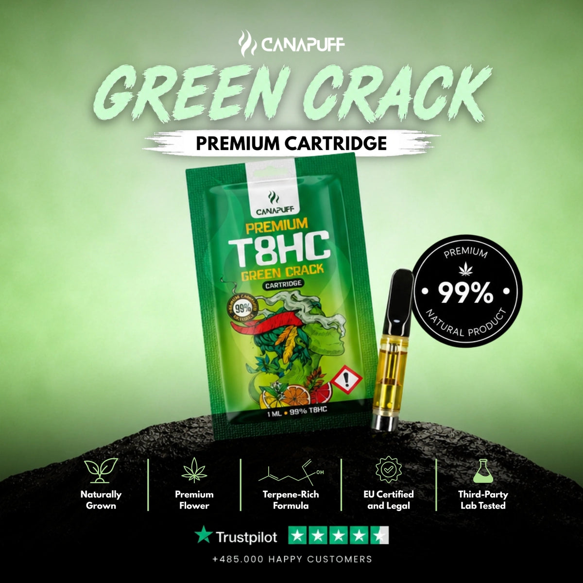 T8HC Kazeta Green Crack 99% – vape kazeta, foto 2