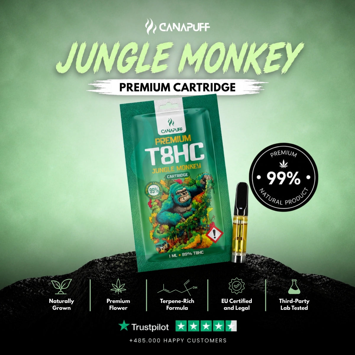 T8HC Kazeta Jungle Monkey 99% – vape kazeta, foto 2