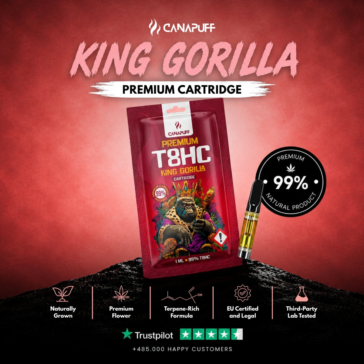 T8HC kazeta King Gorilla 99% – vape kazeta, foto 2