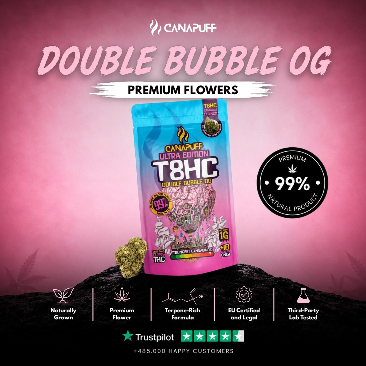 T8HC kvety Double Bubble Ultra Edition 99% – kvetné buds, foto 2