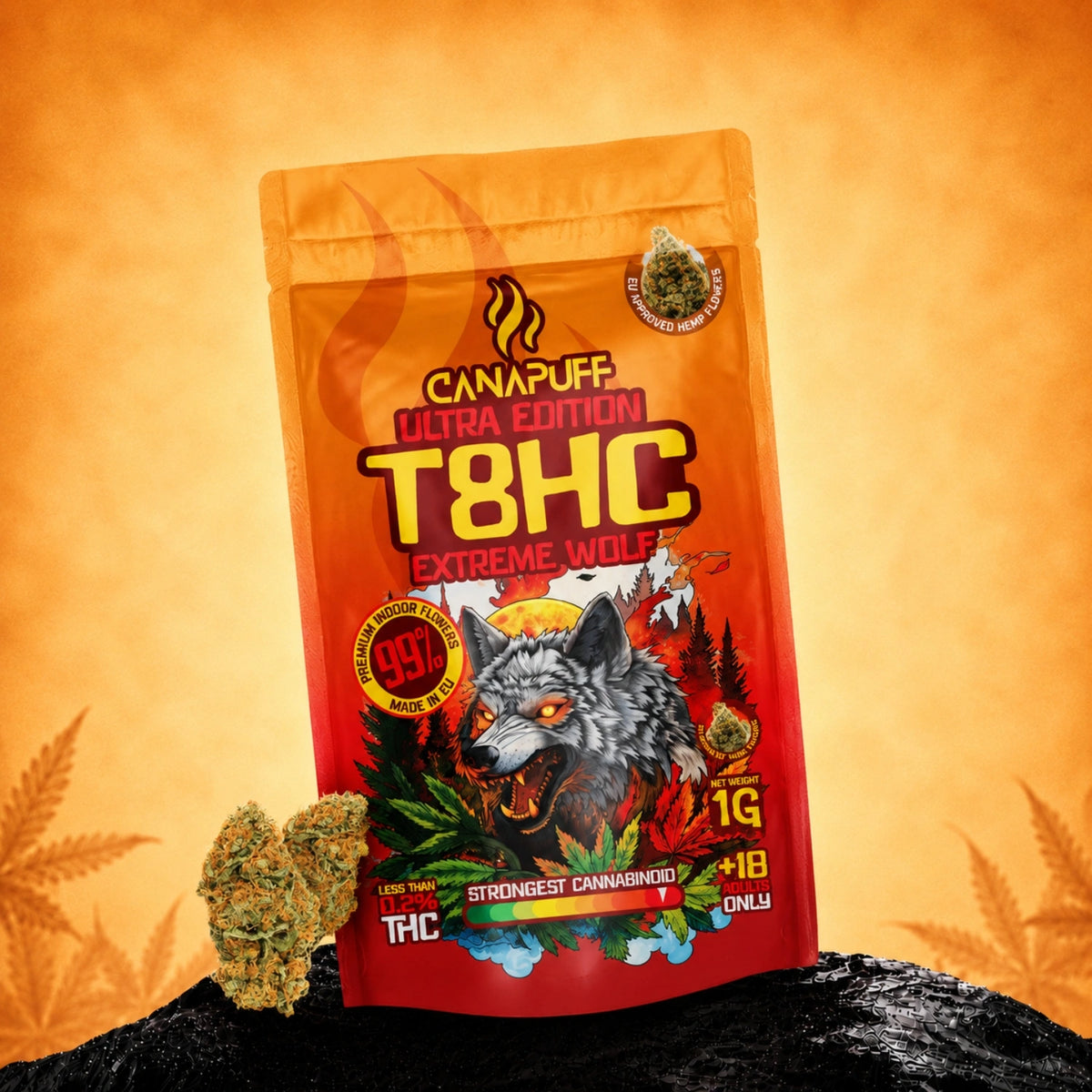 Canapuff T8HC kvety Extreme Wolf 99%, 1g vrecko kvetov z konope